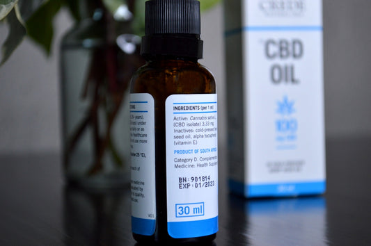 a bottle of cbd oil next to a box of cbd oil