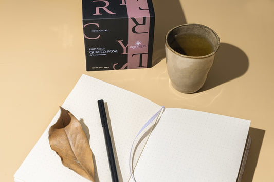 a cup of tea and a book on a table